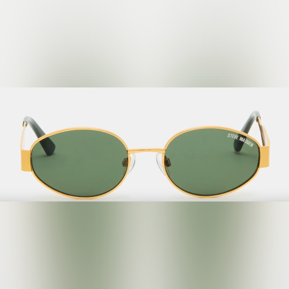 Steve Madden Stylish Gold Frame Sunglasses with Green Lenses
